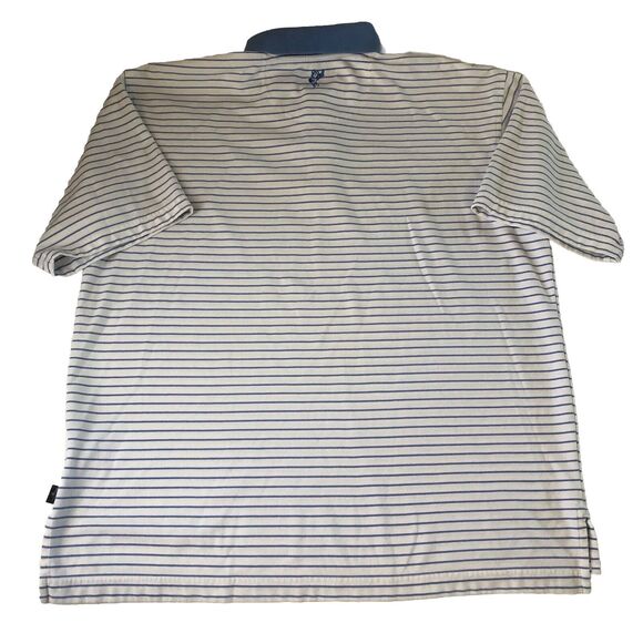Ashworth Weather Systems Men’s Polo  Blue White Stripes Moisture Wicking Large - Picture 2 of 16